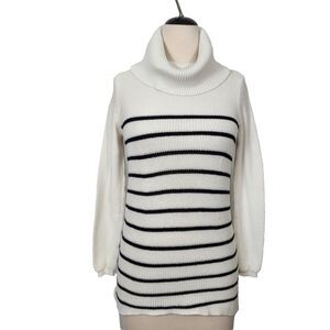 Dynamite Turtleneck Pullover Sweater Size XS White Black Striped Long Sleeves